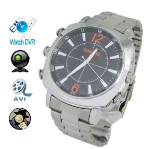 1920 x 1080P 4GB HD Waterproof Spy Camera Watch with Stainless Steel Strap